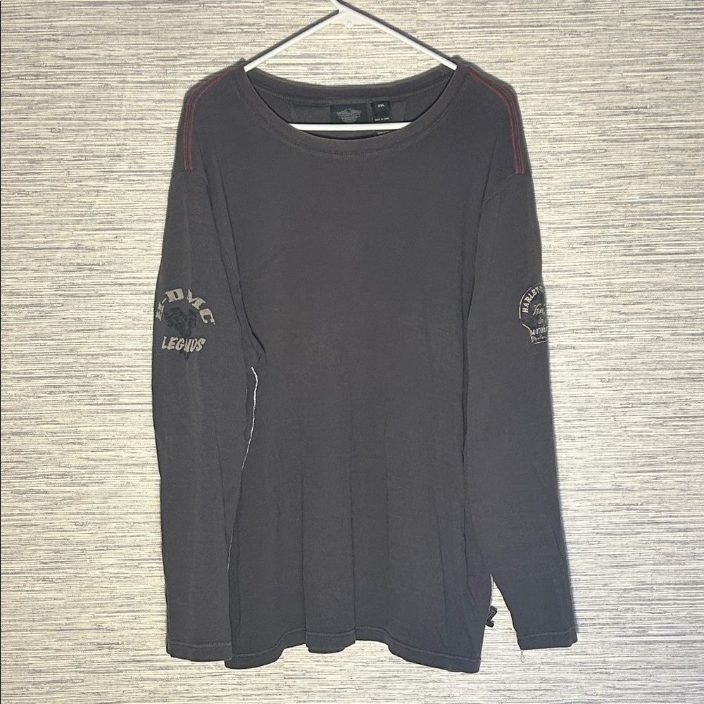 Harley-Davidson Gray Waffle Knit Long Sleeve Shirt – 2XL (Y2K Era) 185